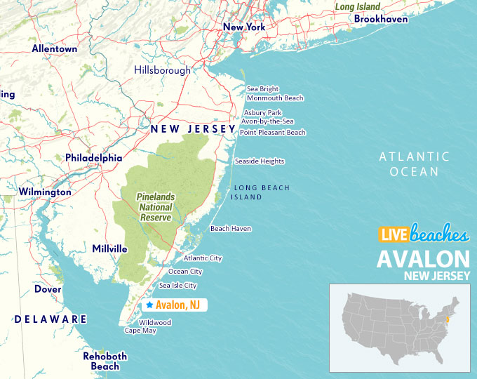 Avalon New Jersey Map - LiveBeaches.com