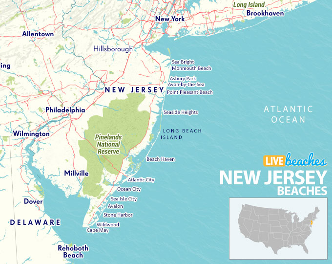 Map of New Jersey Beaches - LiveBeaches.com