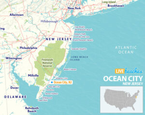 Ocean City New Jersey Map - LiveBeaches.com
