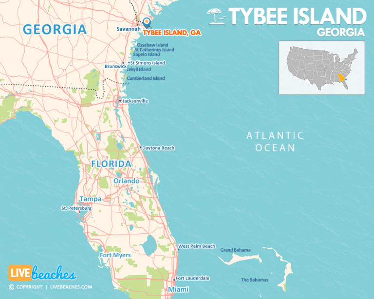 Map of Tybee Island, Georgia - Live Beaches