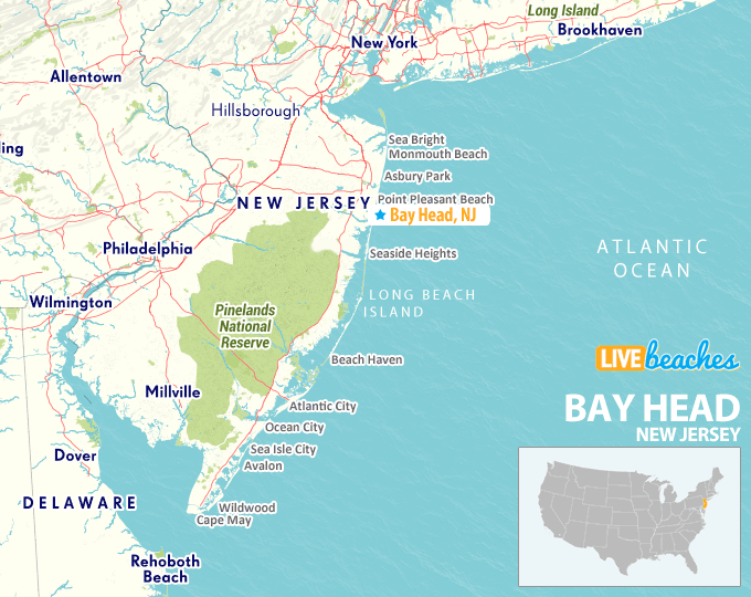 Bay Head New Jersey Map - LiveBeaches.com