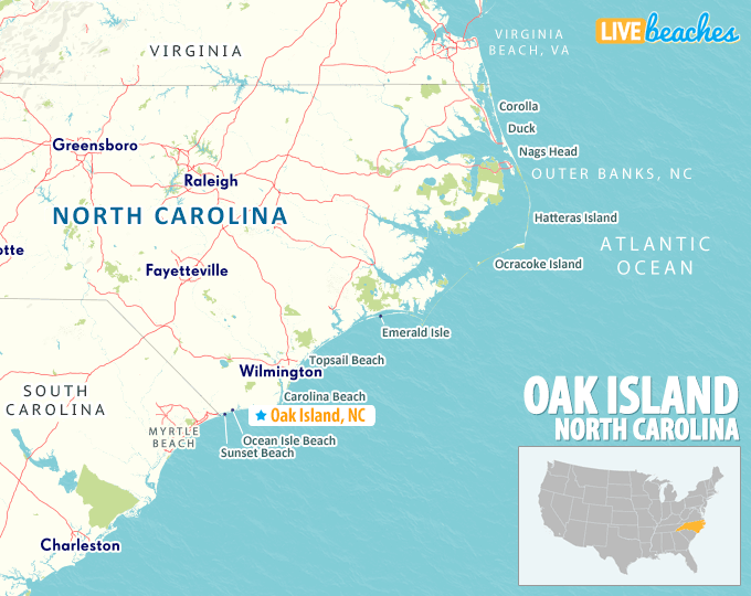 Oak Island NC Map - LiveBeaches.com
