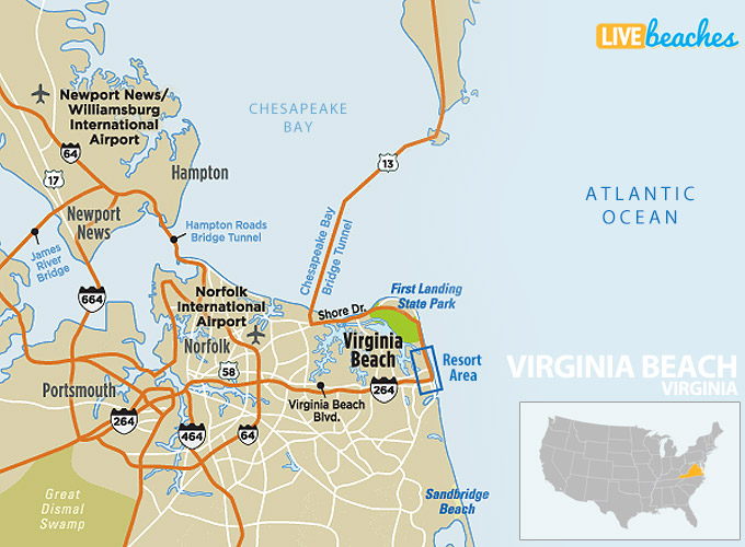 Hampton Roads, Directions, Virginia Beach, VA Map - LiveBeaches.com