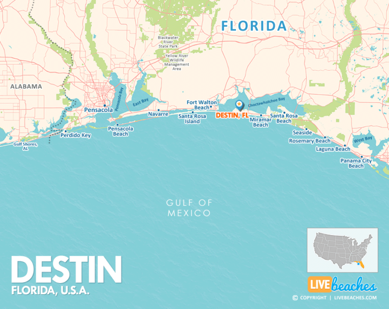Destin Florida Area Map Harbor Beaches Attractions