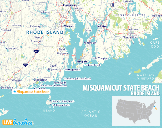 Map of Misquamicut, Rhode Island - LiveBeaches.com