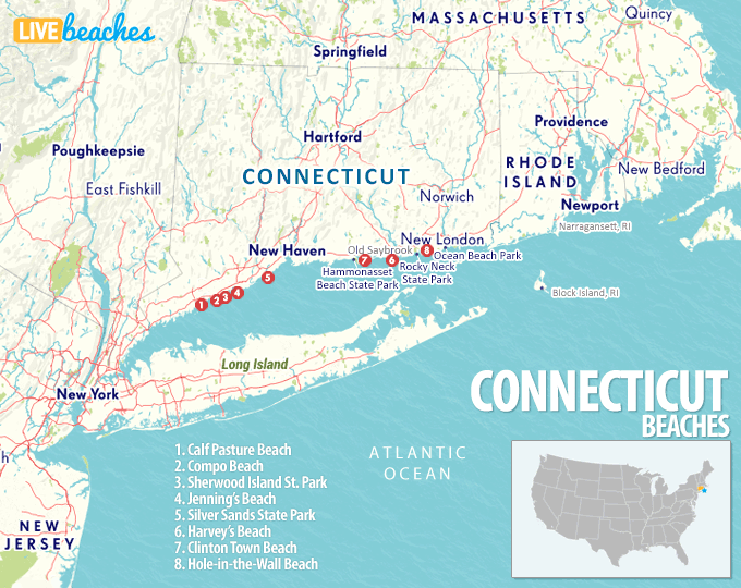 Map of Connecticut Beaches - LiveBeaches.com