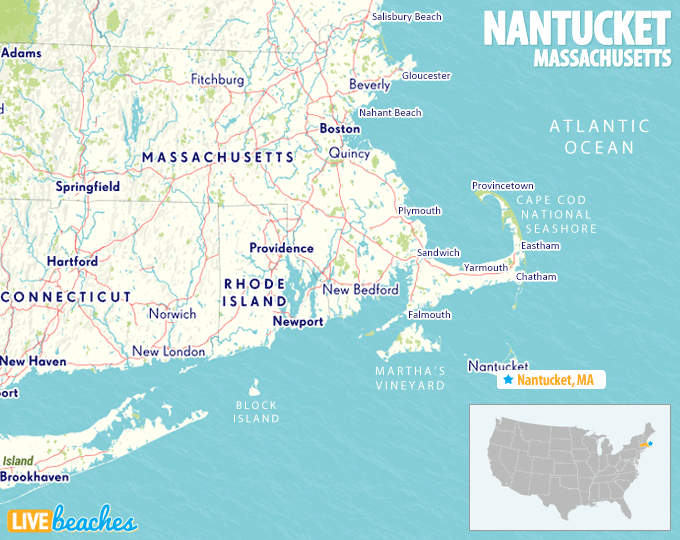 Map of Nantucket Island, MA