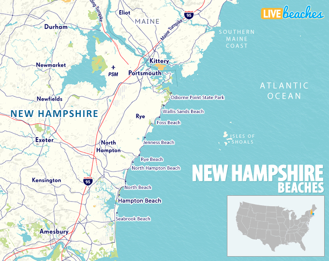 Map of Beaches in New Hampshire - LiveBeaches.com