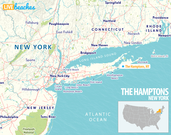 Map of The Hamptons, New York