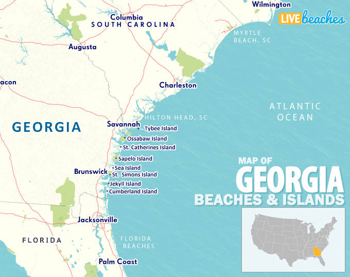 Map of Georgia Beaches - LiveBeaches.com