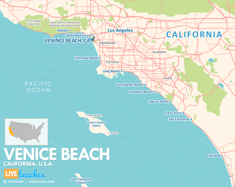 Map of Venice Beach, California - Live Beaches