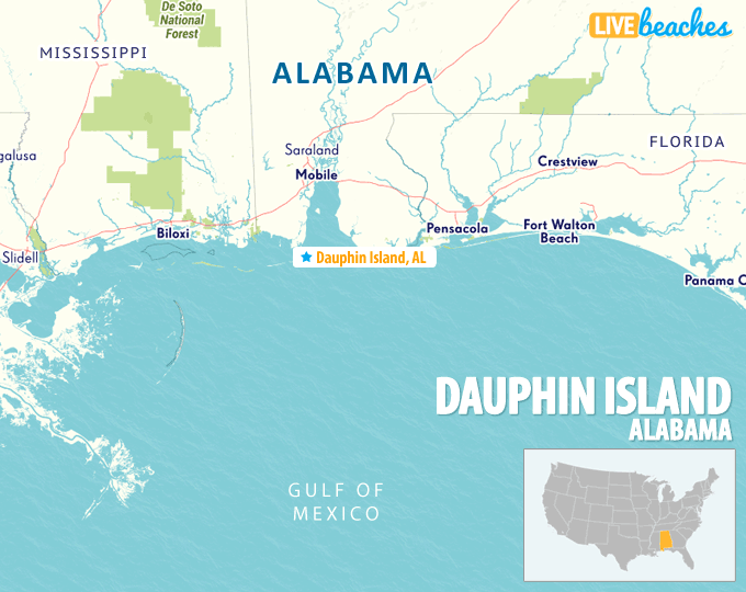 Map of Dauphin Island, Alabama - Live Beaches.com