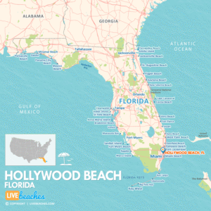 Map of Hollywood Beach, Florida