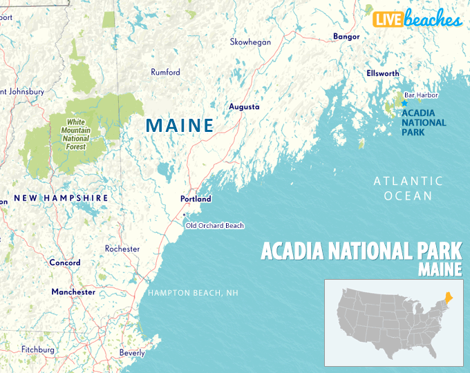 Map of Acadia National Park, Maine - LiveBeaches.com