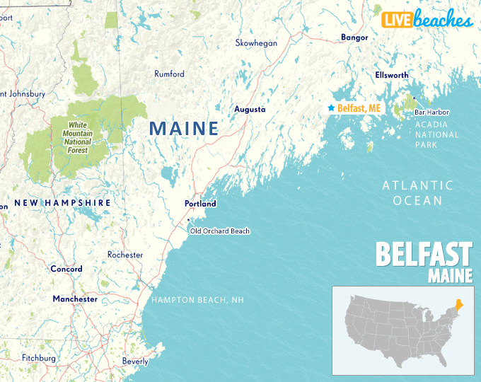 Map of Belfast, Maine - LiveBeaches.com