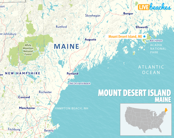 Map of Mount Desert Island, Maine - LiveBeaches.com