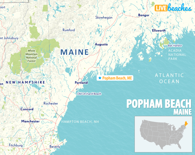 Map of Popham Beach, Maine - LiveBeaches.com