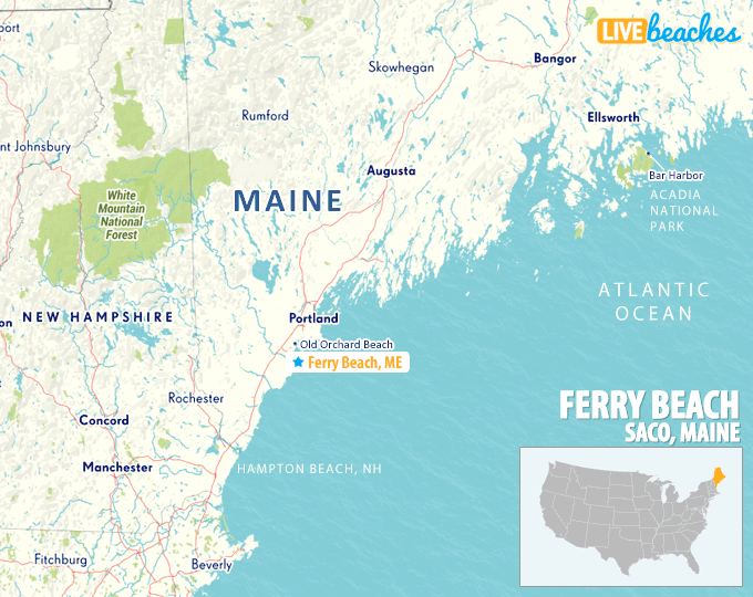 Map of Ferry Beach, Saco Maine - LiveBeaches.com