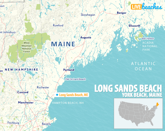 Map of Long Sands Beach, Maine - LiveBeaches.com