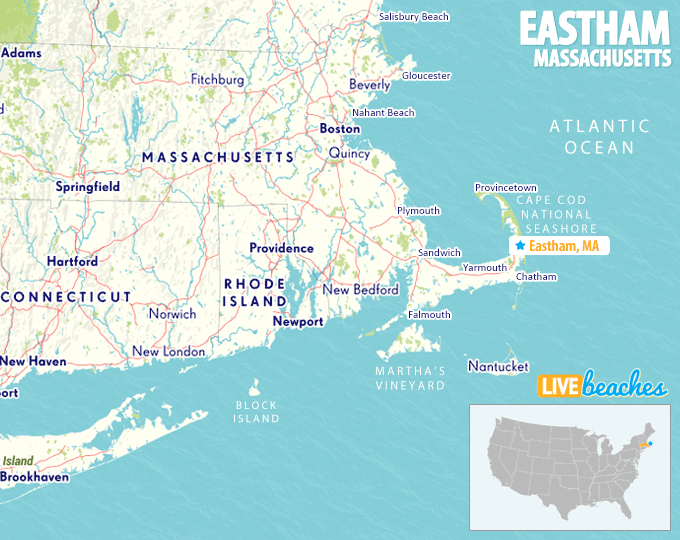 Map of Eastham, Massachusetts, Cape Cod - LiveBeaches.com