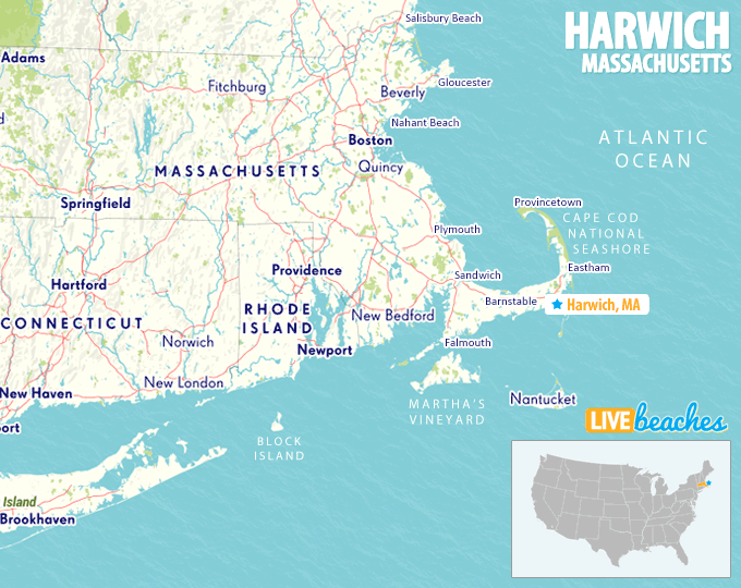 Map of Harwich, Massachusetts, Cape Cod - LiveBeaches.com