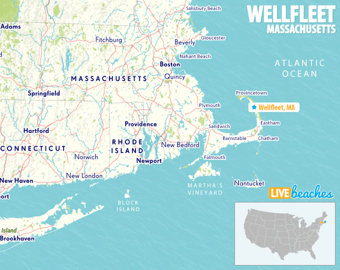 Map of Wellfleet, Massachusetts, Cape Cod - LiveBeaches.com