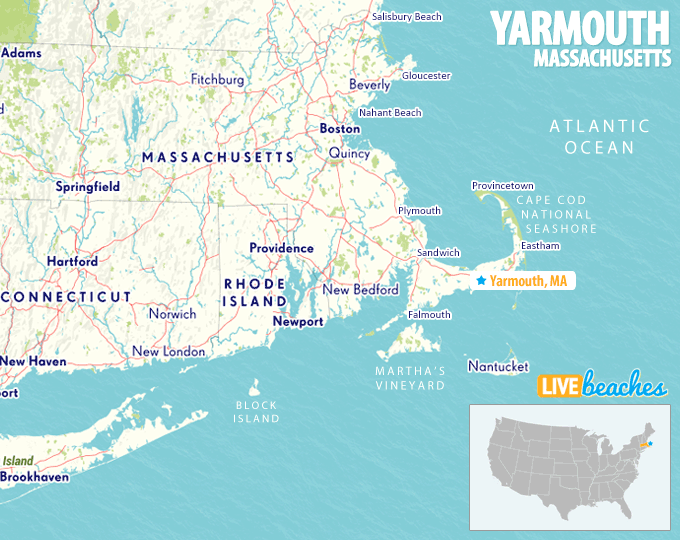 Map of Yarmouth, Massachusetts, Cape Cod - LiveBeaches.com