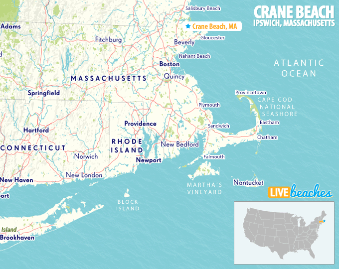 Map of Crane Beach, Massachusetts - LiveBeaches.com