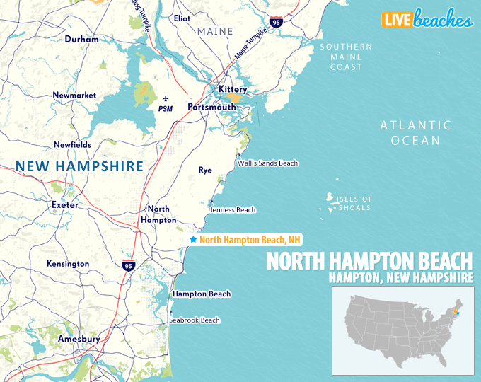 Map of North Hampton Beach, New Hampshire - LiveBeaches.com