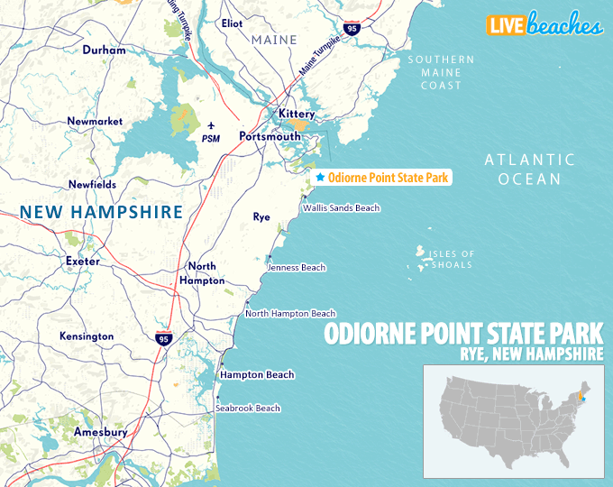 Map of Odiorne Point State Park, New Hampshire - LiveBeaches.com