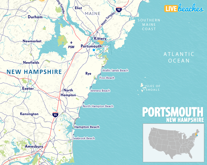 Map of Portsmouth, New Hampshire - LiveBeaches.com