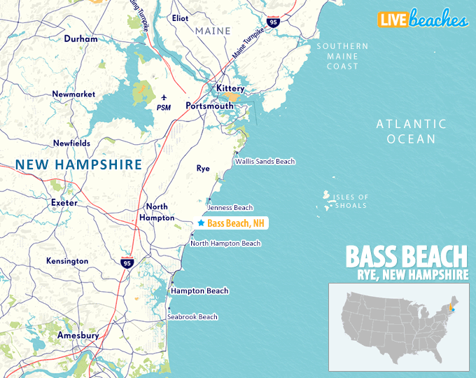 Map of Bass Beach in Rye, New Hampshire - LiveBeaches.com