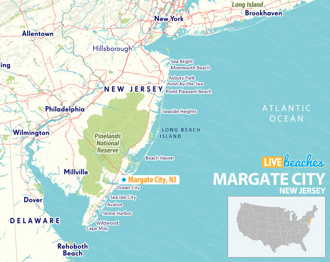 Map of Margate City, New Jersey - LiveBeaches.com