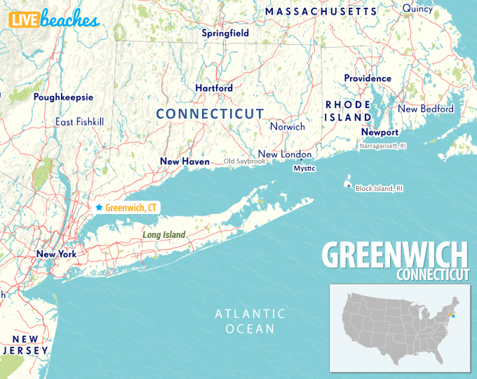 Map of Greenwich, Connecticut - LiveBeaches.com
