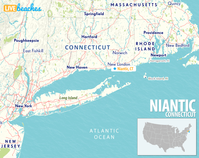 Map of Niantic, Connecticut - LiveBeaches.com