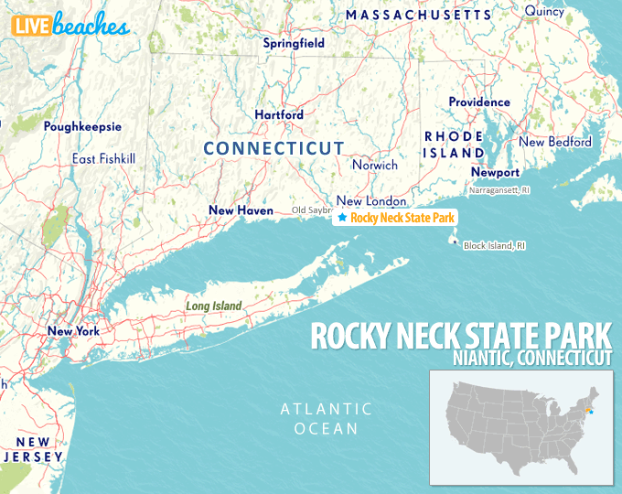 Map of Rocky Neck State Park, Connecticut - LiveBeaches.com