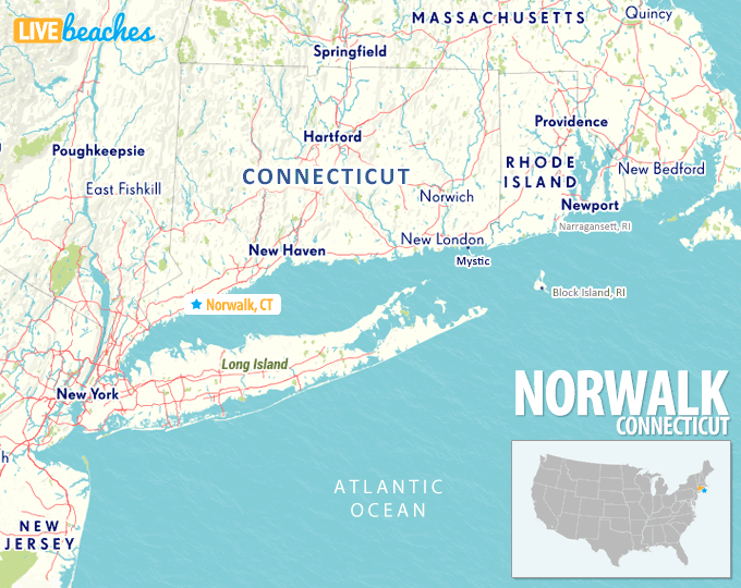 Map of Norwalk, Connecticut - LiveBeaches.com