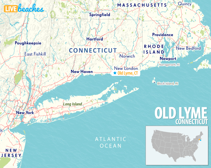 Map of Old Lyme, Connecticut - LiveBeaches.com