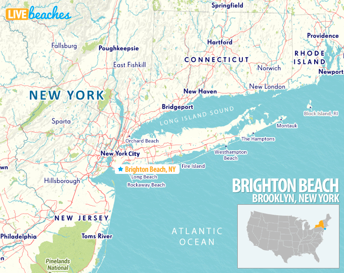 Map of Brighton Beach, New York - LiveBeaches.com