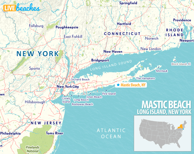 Map of Mastic Beach, New York - LiveBeaches.com