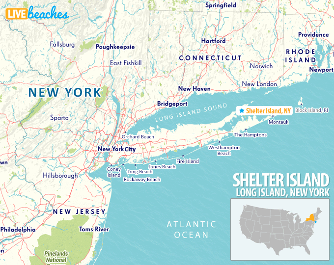 Map of Shelter Island, New York - LiveBeaches.com