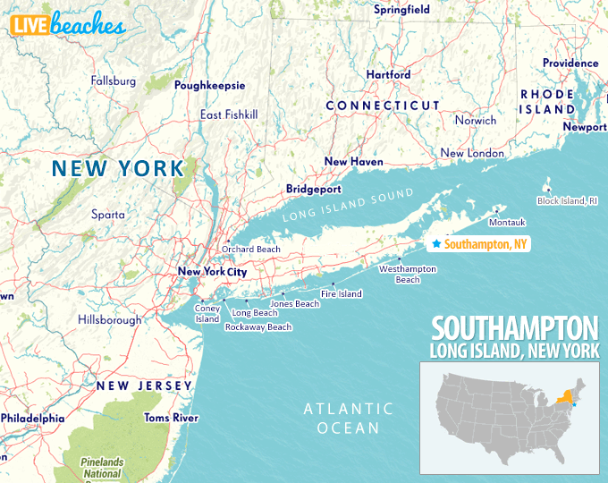 Map of Southampton, New York - LiveBeaches.com