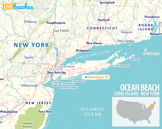 Map of Ocean Beach, New York - LiveBeaches.com