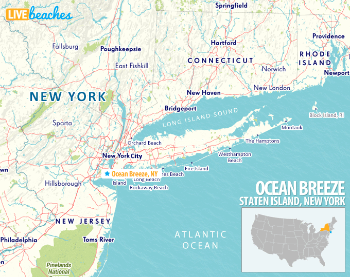 Map of Ocean Breeze, Staten Island, New York - LiveBeaches.com
