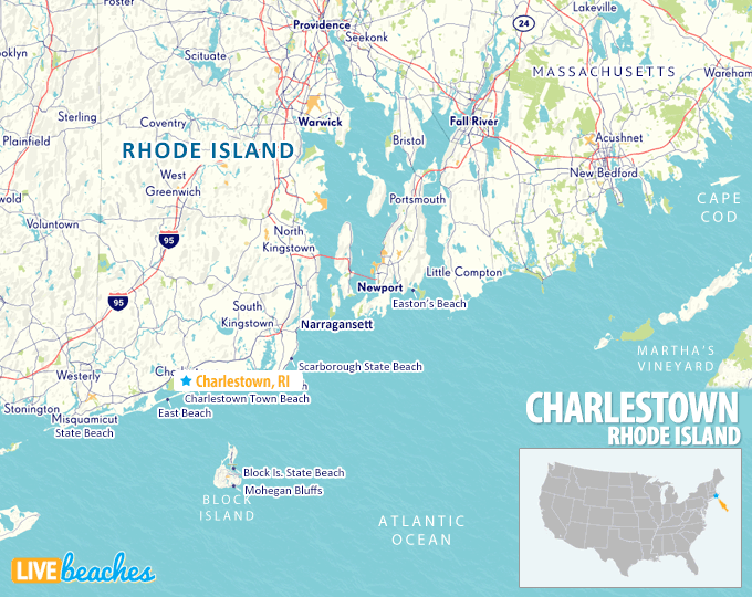 Map of Charlestown, Rhode Island - LiveBeaches.com