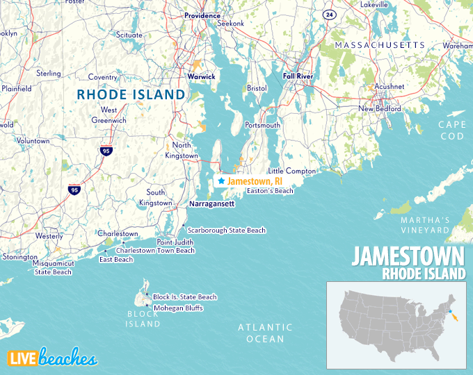 Map of Jamestown, Rhode Island - LiveBeaches.com