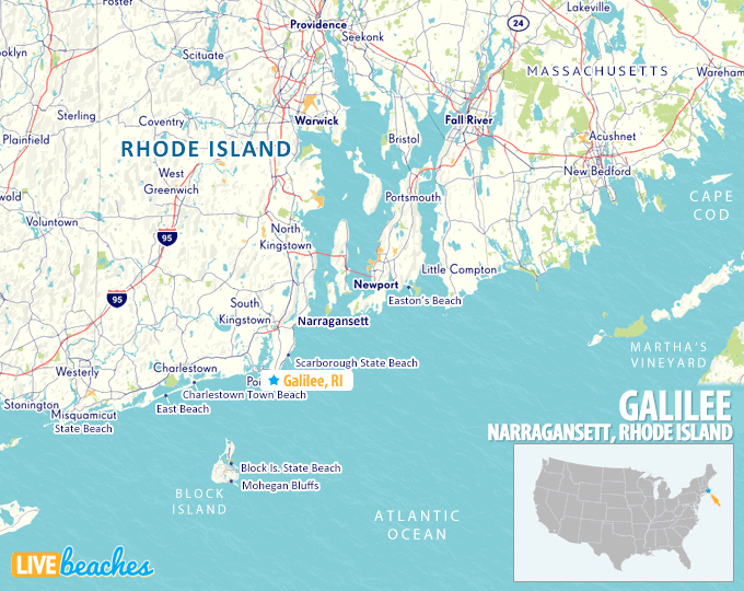 Map of Galilee in Narragansett, Rhode Island - LiveBeaches.com