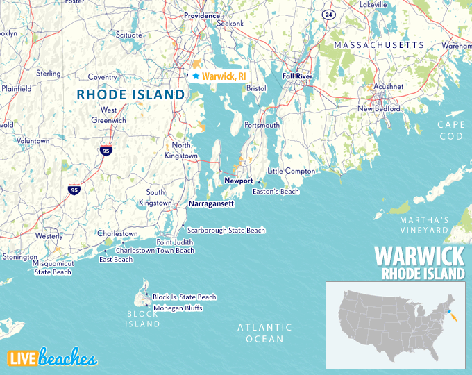 Map of Warwick, Rhode Island - LiveBeaches.com