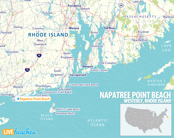 Map of Napatree Point Beach in Westerly, Rhode Island - LiveBeaches.com