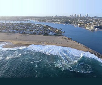 Flyover Balboa Island, California, scenic views aerial drone video